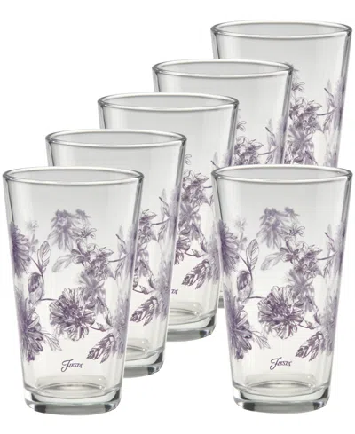 Fiesta Botanical Floral Lavender Tapered Cooler Glasses, Set Of 6 In Transparent