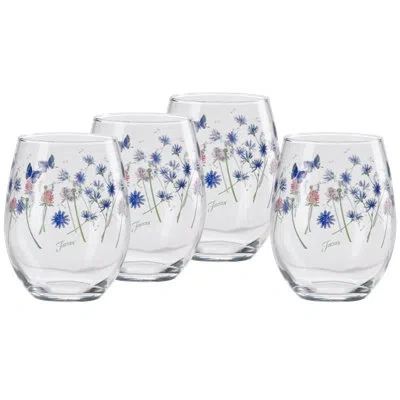 Fiesta Breezy Floral 15-ounce Stemless Wine Glass In Blue