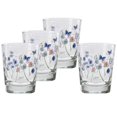 Fiesta Breezy Floral 15-ounce Tapered Dof Double Old Fashioned Glass In Blue