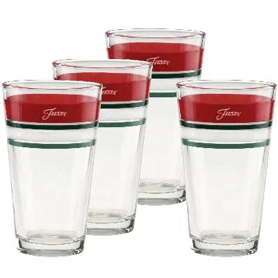 Fiesta Christmas Edgeline 16-ounce Cooler Glass Set Of 4 In Red