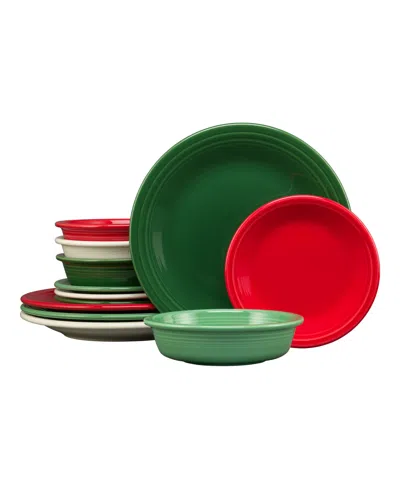FIESTA MIXED HOLIDAY CLASSIC RIM 12 PC. DINNERWARE SET, SERVICE FOR 4