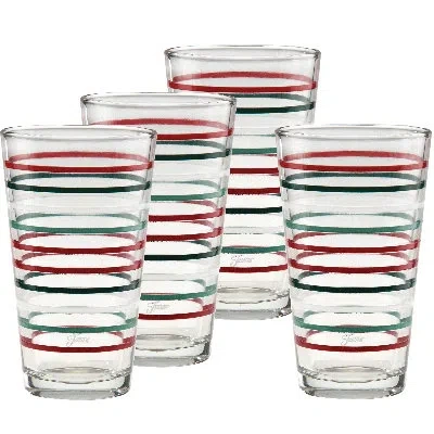 Fiesta Christmas Thin Stripe 16-ounce Cooler Glass Set Of 4 In Multi