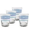 FIESTA COASTAL BLUES EDGELINE 15-OUNCE TAPERED DOF DOUBLE OLD FASHIONED GLASS SET OF 4