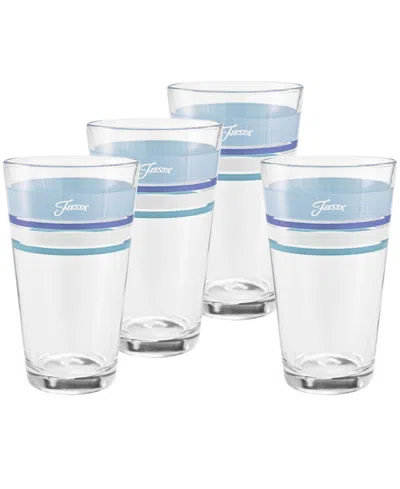 FIESTA COASTAL BLUES EDGELINE 16-OUNCE TAPERED COOLER GLASS SET OF 4