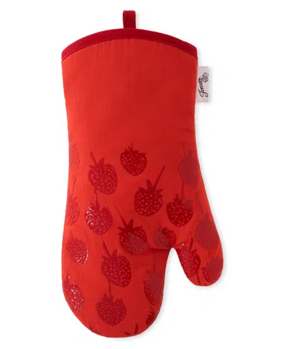 Fiesta Falling Strawberries Cotton Oven Mitt, 7" X 13" In Multi