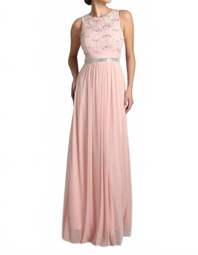 Fiesta Fashion Lace And Satin Long Bridesmaids Maxi Dress In Dusty Rose In Pink