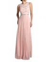 Fiesta Fashion Lace And Satin Long Bridesmaids Maxi Dress In Dusty Rose In Pink