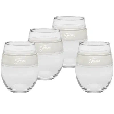Fiesta Frame Linen 15-ounce Stemless Wine Glass In Ivory