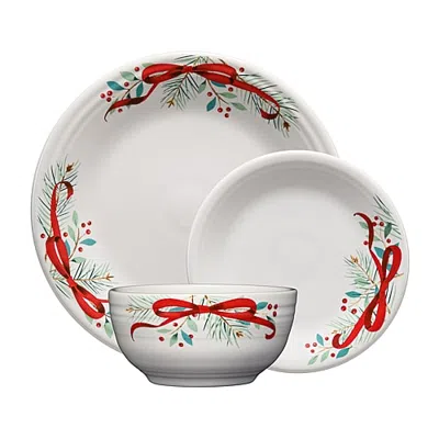 Fiesta Holly Berry Christmas 3-pc. Ceramic Dinnerware Set In White