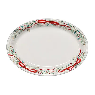 Fiesta Holly Berry Christmas Ceramic Serving Platter In White