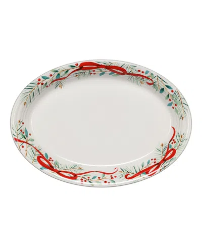 Fiesta Holly Berry Christmas Garland Oval Serving Platter In Open White