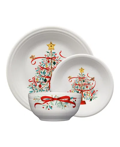 Fiesta Holly Berry Christmas Tree 3-piece Place Setting In Open White