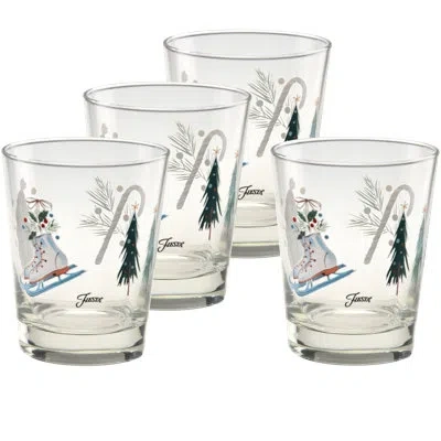 Fiesta Holly Jolly 15-ounce Tapered Dof Glass Set Of 4 In Transparent