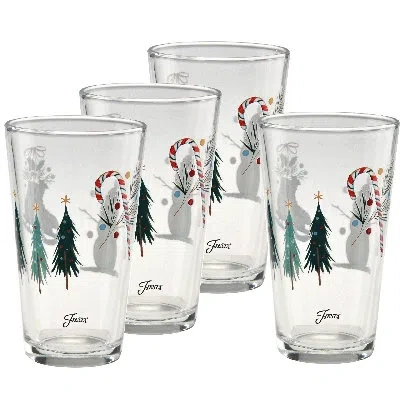 Fiesta Holly Jolly 16-ounce Cooler Glass Set Of 4 In Multi