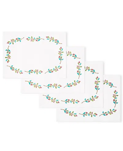 FIESTA HOLLY SPRIG HOLIDAY BORDER PLACEMAT 13" X 18", SET OF 4