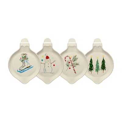 Fiesta Jolly Christmas Classic 4-pc. Ceramic Appetizer Plate In Beige