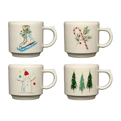 Fiesta Jolly Christmas Classic 4-pc. Holiday Coffee Mug In Beige
