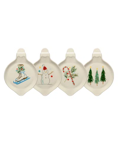 Fiesta Jolly Christmas Ornament Shaped Plates, Set Of 4 In Open White