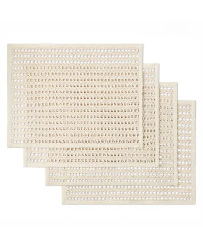 Fiesta Kai Macrame Placemat 14" X 19", Set Of 4 In White,blue