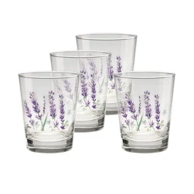 Fiesta Lavender Bloom 15-ounce Dof Double Old Fashioned Glass Set Of 4 In Purple