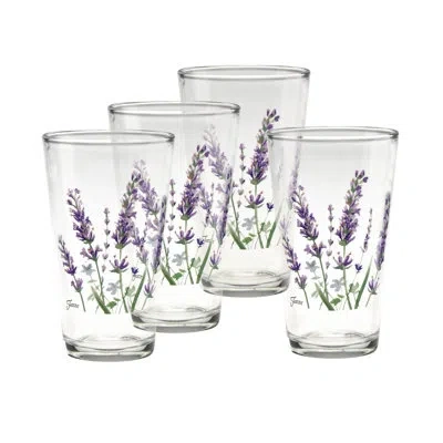 Fiesta Lavender Bloom 16-ounce Cooler Glass Set Of 4 In Purple