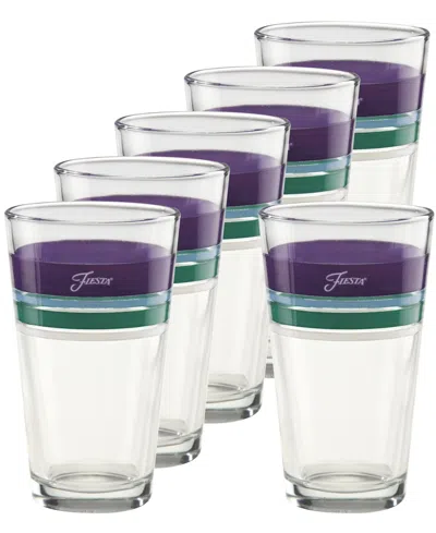 Fiesta Lavender Bloom Tapered Cooler Glasses, Set Of 6 In Transparent