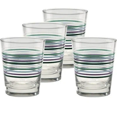 Fiesta Lavender Bloom Thin Stripe 15-ounce Dof Double Old Fashioned Glass Set Of 4 In Multi