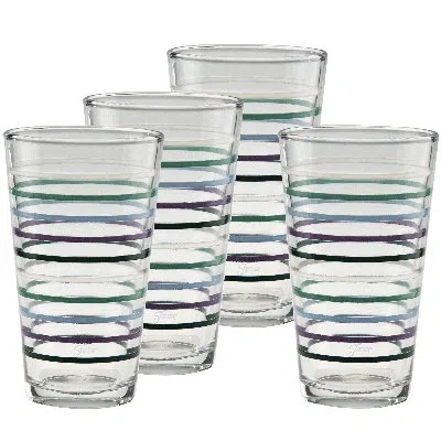 Fiesta Lavender Bloom Thin Stripe 16-ounce Cooler Glass Set Of 4 In Blue