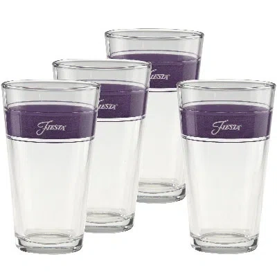 Fiesta Lavender Frame 16-ounce Tapered Cooler Glass Set Of 4 In Purple