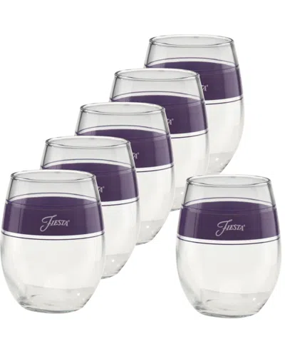Fiesta Lavender Frame Stemless Wine Glasses, Set Of 4 In Multi