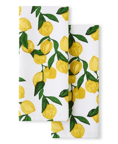 Fiesta Lemon Vine Cotton Kitchen Towel Set Of 2, 16" X 28" In Yellow