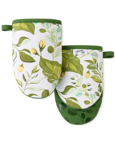Fiesta Luscious Forest Mini Cotton Oven Mitt Set Of 2, 5.5" X 8" In Green