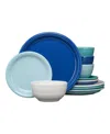 Fiesta Mixed Coastal Blues Bistro 12 Pc. Dinnerware Set, Service For 4 In Coastal Bl