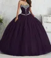 Fiesta Quinceanera Women's Ball Gown Skirt Lace Up Back Dress In Plum In Multi
