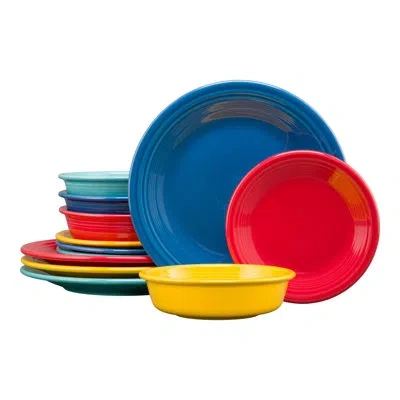 Fiesta Shop Mixed Sets Vibrant Classic Rim 12-piece Dinnerware Set, Service For 4