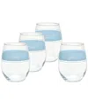 Fiesta Coastal Blues Edgeline 15-ounce Tapered Dof Double Old Fashioned Glass Set Of 4 In Sky