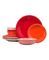 Fiesta Sunset Horizon Bistro Coupe 12 Pc. Dinnerware Set, Service For 4 In Sunset Horizon Mixed Colors