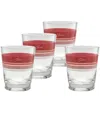 Fiesta Sunset Horizon Edgeline Double Old-fashioned Glass, Set Of 4 In Scarlet,poppy,peony,white