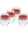 Fiesta Sunset Horizon Edgeline Stemless Wine Glass, Set Of 4 In Scarlet,poppy,peony,white