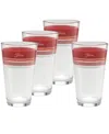 Fiesta Sunset Horizon Edgeline Tapered Cooler Glass, Set Of 4 In Scarlet,poppy,peony,white