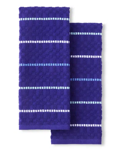 Fiesta Valencia Cotton Kitchen Towel Set Of 2, 16" X 28" In Blue
