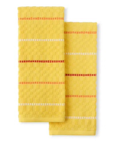Fiesta Valencia Cotton Kitchen Towel Set Of 2, 16" X 28" In Yellow