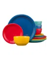 Fiesta Vibrant Bistro Coupe 12 Pc. Dinnerware Set, Service For 4 In Vibrant Mixed Colors