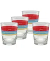 Fiesta Vibrant Edgeline Double Old-fashioned Glass, Set Of 4 In Scarlet,turquoise,lapis,daffodil