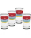 Fiesta Vibrant Edgeline Double Old-fashioned Glass, Set Of 4 In Scarlet,turquoise,lapis,daffodil