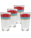 Fiesta Vibrant Edgeline Double Old-fashioned Glass, Set Of 4 In Scarlet,turquoise,lapis,daffodil