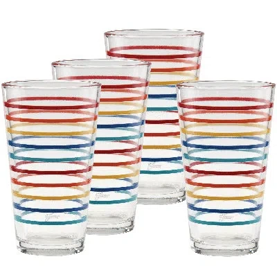 Fiesta Vibrant Thin Stripe 16-ounce Tapered Cooler Glass Set Of 4 In Multi