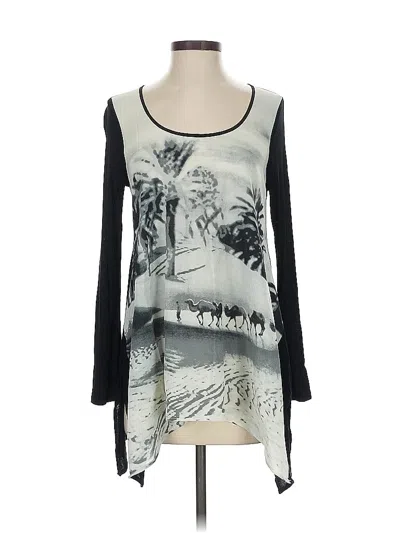 Pre-owned Fifteen Twenty 3/4 Sleeve Top Black Scoop Neck Tops