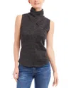 Fifteen Twenty Abbey Metallic Sleeveless Turtleneck Top In Black