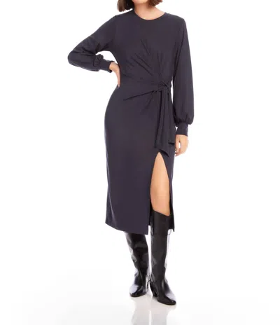 Fifteen Twenty Addie Side Slit Midi Dress In Granite In Black
